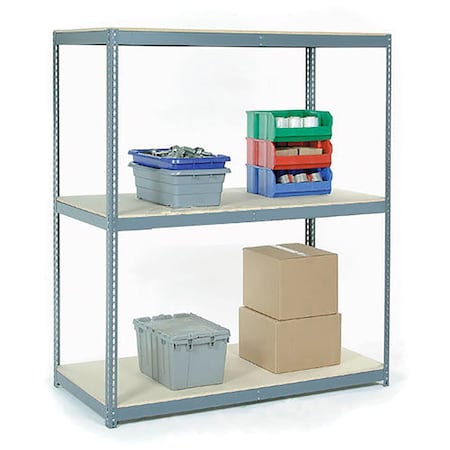 Global Industrial Wide Span Rack 60Wx36Dx96H, 3 Shelves Wood Deck 1200 Lb Cap. Per Level, Gray B2296828